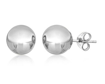 10Kt White Gold Ball Stud Earrings