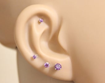 Purple Stud Earrings, Febuary birthstone, Amethyst stud earrings, birthstone stud earrings, tiny stud earrings bridesmaid gift baby earrings