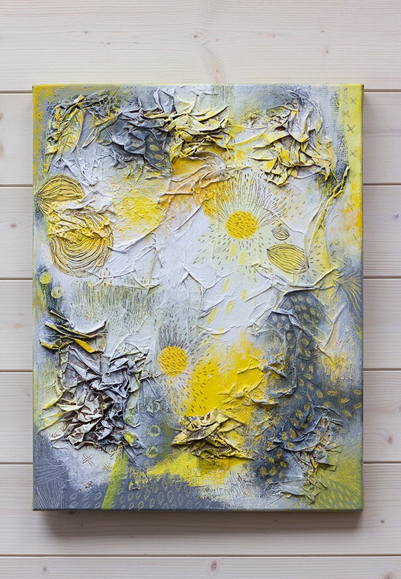 Items similar to Fine art abstract mixed media painting on canvas "Oh
