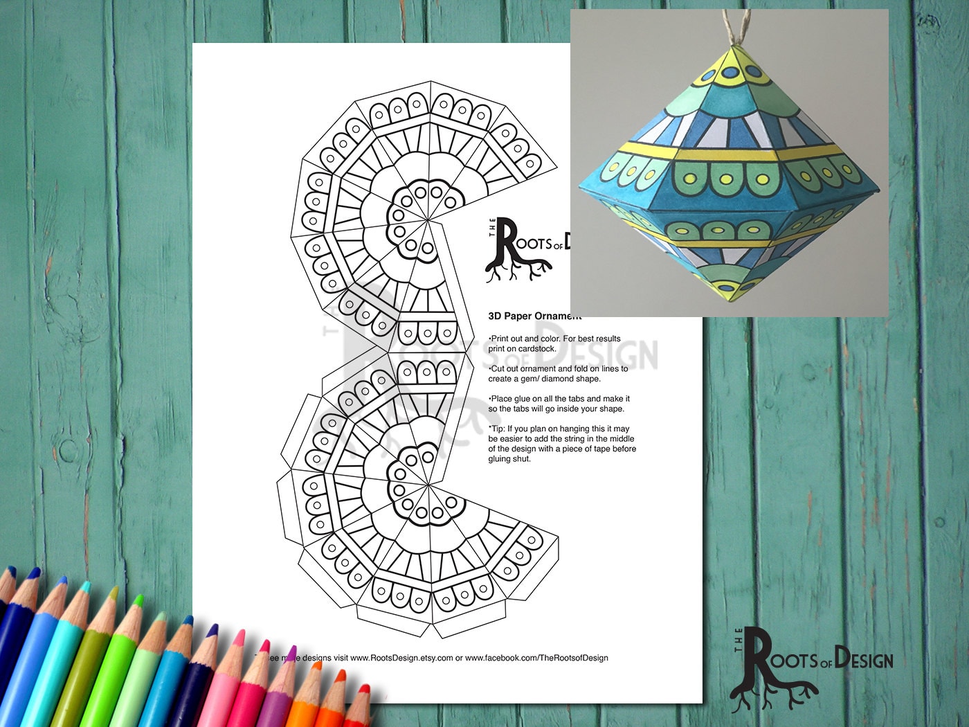 INSTANT DOWNLOAD Coloring Page Ornament Color Your Own