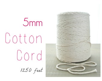 Cordon en macramé / / la ficelle de coton / / 5mm naturel corde en coton / coton String / / 1250 pieds