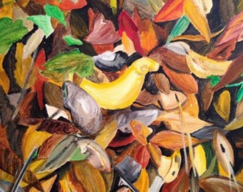 Original acrylic painting, Banana Slug, 11" x 14"