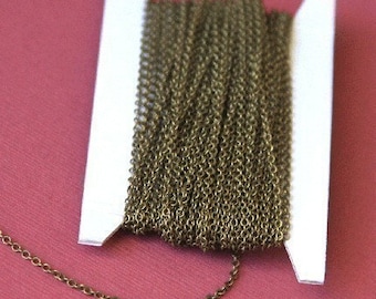 100ft spool of Antiqued Brass round cable chain 2X1.5mm, brass bulk chain, bulk cable chain, bulk small chain
