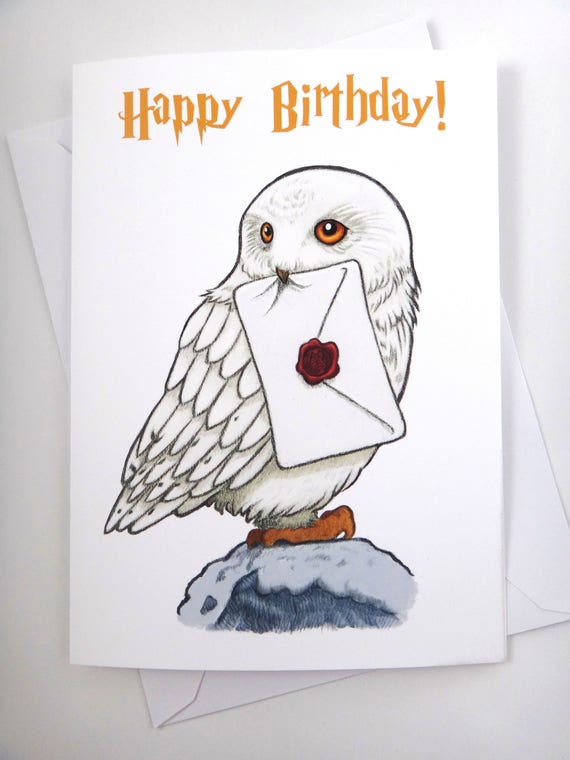 Harry Potter Card Hedwig Card Birthday Card Fun Card