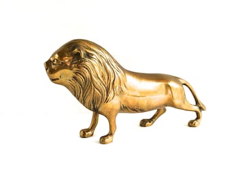 VIntage Solid Brass Male Lion