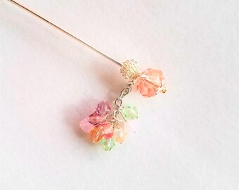 Pastel Swarovski Crystal Hat Pin or Stick Pin or Hijab Pin