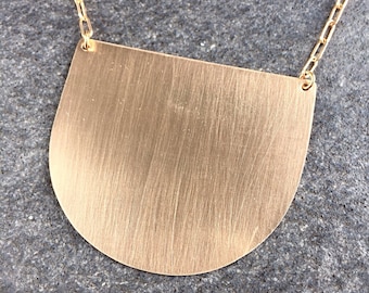 Crescent Necklace - Bronze geometric pendant necklace - modern bronze crescent necklace - bronze contemporary pendant---0040
