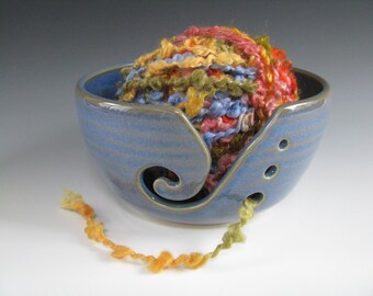 Ceramic Pottery Knitting Bowl / Yarn Bowl in Blue