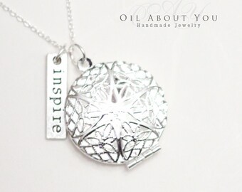 Essential Oil Diffuser Necklace Diffuser Necklace Aromatherapy Necklace Sterling Silver Chain Locket Pendant Filigree Gift For Her Scent