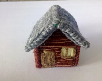 Cabin-House-mini,plastic canvas embroidery,decor,under,nature