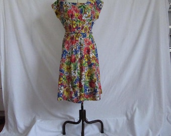 1950's- 1960's floral cotton print dress