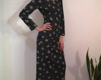 Vintage Floral Bodycon Dress, Size Medium
