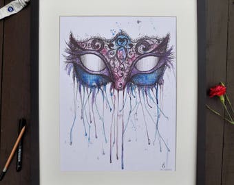 Watercolour Mask Print A3