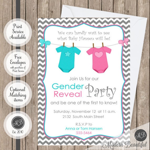 Gender Reveal Invitation Baby Reveal Invite printable