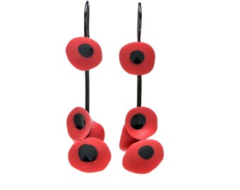 Earrings Nutshells red poppies