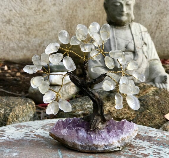 Crystal Bonsai Tree ~ Small, Stone Tree, Crystal Tree, Crystal Tree of Life, Crystal Wishing Tree, Rose Quartz Tree, Amethyst Tree Feng Shui
