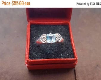 ON SALE Vintage Sterling Silver and Blue Stone Ring