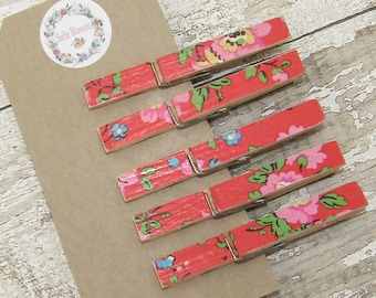 Cath Kidston Decoupage Pegs Clothespeg Magnets, Memo Magnets, Fridge Magnets, Memo Keepers