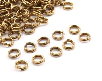 6mm Double Jump Ring - 250 Raw Brass Double Jump Rings , Split Rings (6x0.80mm) A0732
