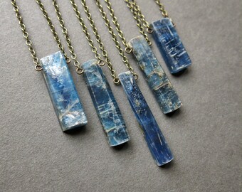 Raw Kyanite Necklace - Blue Kyanite Pendant - Raw Stone Necklace - Bohemian Crystal Necklace - Kyanite Jewelry - Long Bohemian Necklace