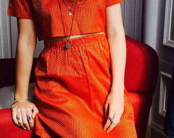 vintage style coordinate two piece skirt and top