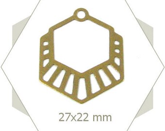 8 hexagons charms striped bronze BB213