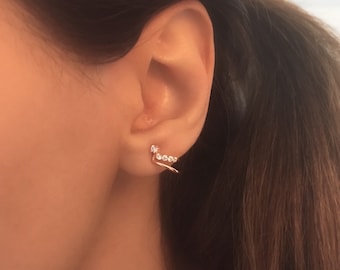 Dainty Huggies. Rosegold Huggie Hoops. Mini huggies Studs. Hoop Stud Earrings