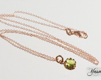 Peridot, rose gold plated