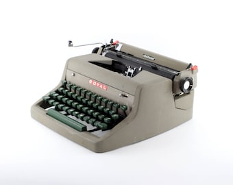Royal Aristocrat Manual Typewriter - Reconditioned Working Typewriter - Gray/Olive Royal Aristocrat Vintage Typewriter - Very Good Condition