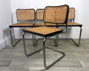 4 Marcel Breuer / Mart Stam cesca Rattan Mid Century dining chairs Vintage