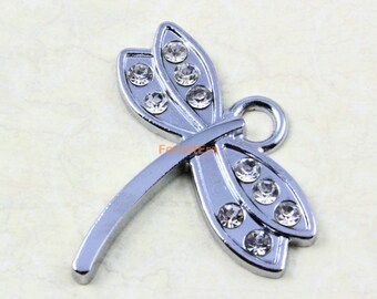 6Pcs Silver dragonfly Charm dragon fly Pendant 32x30mm (PND561)