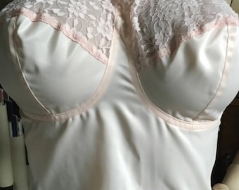Vintage bullet pink soft cup bra nylon taffeta by Spencer burlesque
