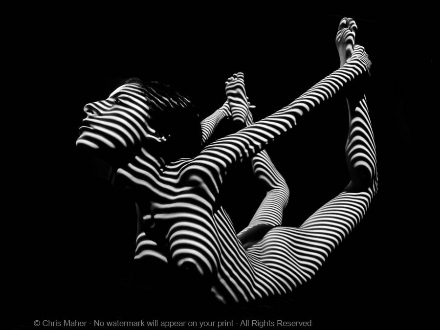 DJA Unique Photograph Zebra Woman BW Graphic Light