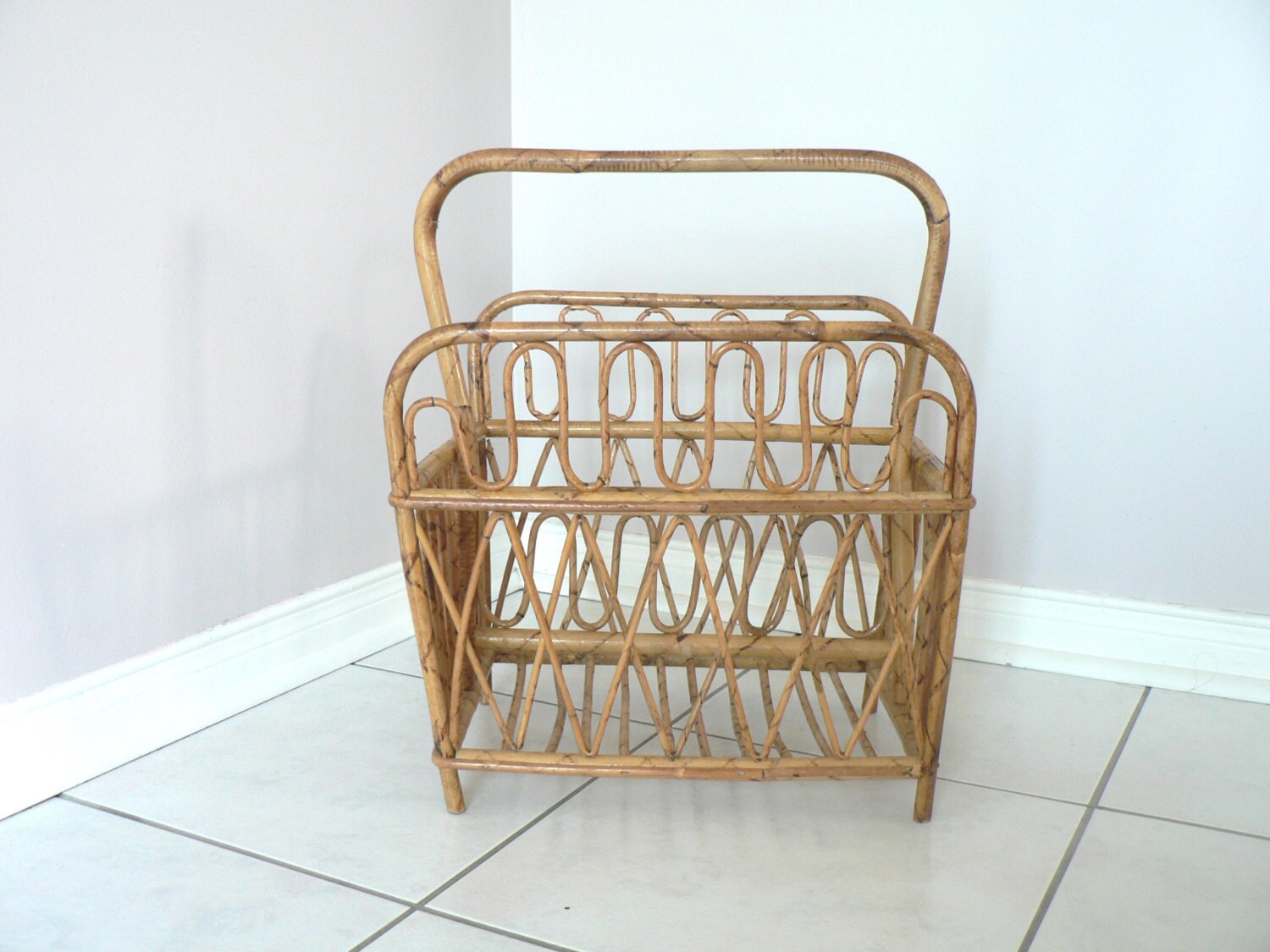 Beach Boho Bamboo Wood Magazine Rack Vintage Magazine Rack