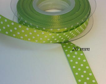Ribbon grosgrain Ribbon 15 mm lime green dots
