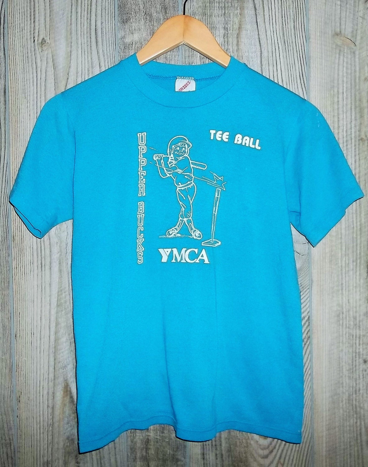 Vintage YMCA Shirt XS Teal Blue Upper Bucks T Ball Thin Soft