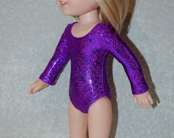 Gymnastics Leotard Doll Clothes purple handmade for 14.5 inch Wellie Wishers tkct1189 READY TO SHIP