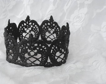 Black Duchess Lace Crown - "The Duchess Crown" - fairy tale, royalty, birthday crown, bridal crown, bachelorette party, noir, gothic