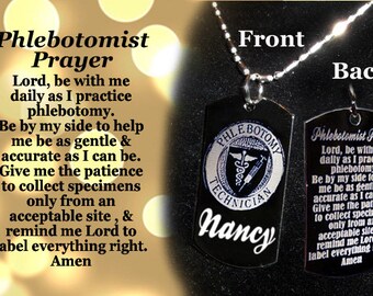 Phlebotomist Prayer, Phlebotomist gift, Gift Phlebotomist, Phlebotomist, Phlebotomist tech, Lab tech gift, Dog tag, Necklace or Keychain