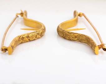 Circa 1914 Edwardian Era Antique Gold Scarf Pins, Very Unique One-of-a-Kind, VJ #392