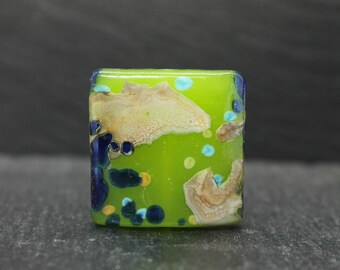 Green Chartreuse Tile Shape Lampwork Focal
