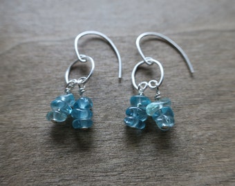 Blue apatite sterling silver dangle drop earrings