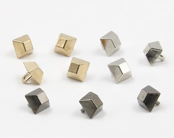 6 Pcs 0.31 Inches High-grade Retro Small Gold/Silver/Gun black Square Metal Shank Buttons For Shirts