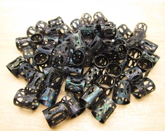 50pcs Dark Blackish green dreadlock Beads dread hair braid accessories dread Beads jewelry adjustable cuffs tube clip 7mm hole