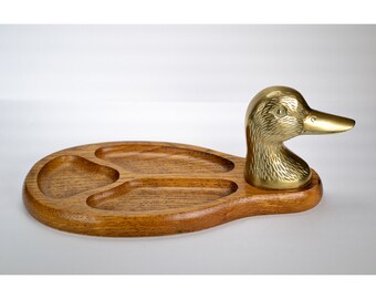Brass Duck Head, Dresser Caddy, Oak