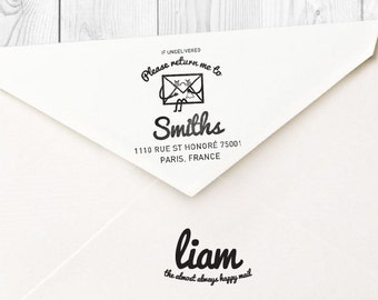 Liam custom return address rubber stamp - FREE SHIPPING WORLDWIDE*