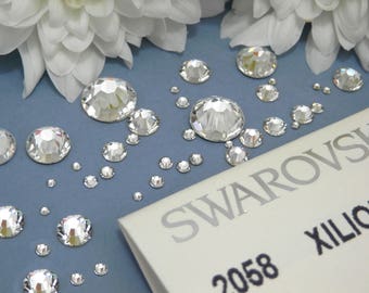 Genuine Swarovski Crystal Rhinestones flat back - Crystal Clear Sealed Factory Pack SS5 TO SS20 Swarovski Rhinestones(144pcs
