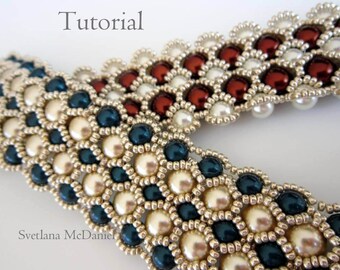 PDF tutorial beaded bracelet 8mm 6mm pearl- seed bead