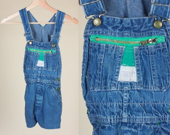 90s Toddler Overall Shorts // Vintage Liberty Denim Overall Shortalls - 2T