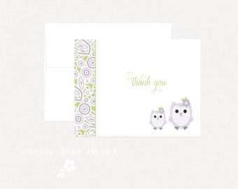 Purple Owl Thank You Cards - Set of 4